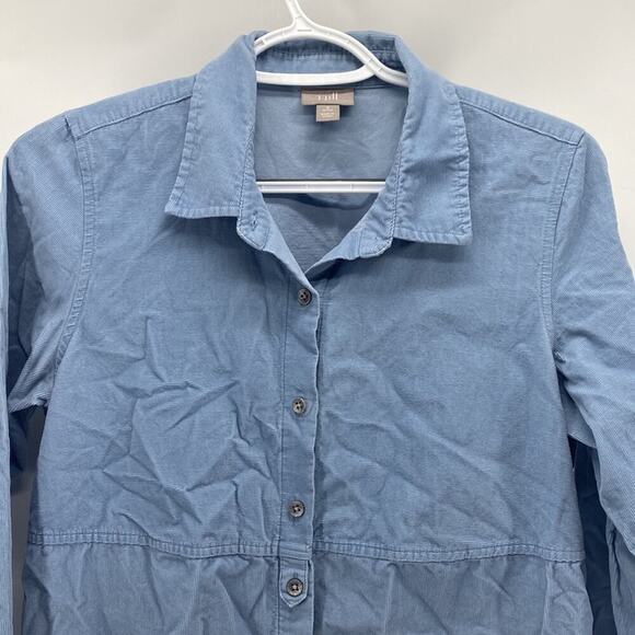 J.Jill light blue corduroy button Down tunic 3 quarter sleeve cotton casual sz S - Picture 4 of 9